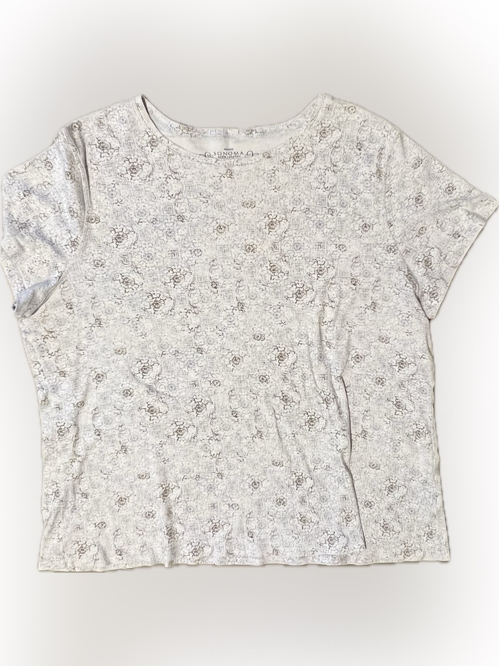 🍄 Woman’s Sonoma Floral Pattern Crewneck Short Sleeve Tee Shirt Blouse Top 1X